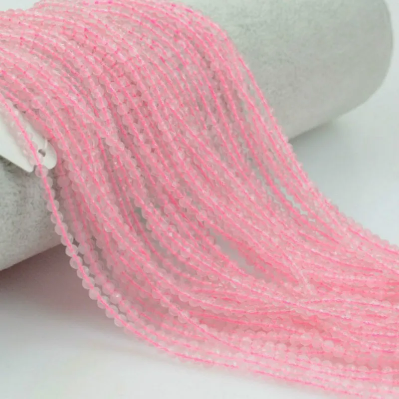 Граненые бусины из натурального камня с розовыми кристаллами 2 3 мм полуфабрикаты