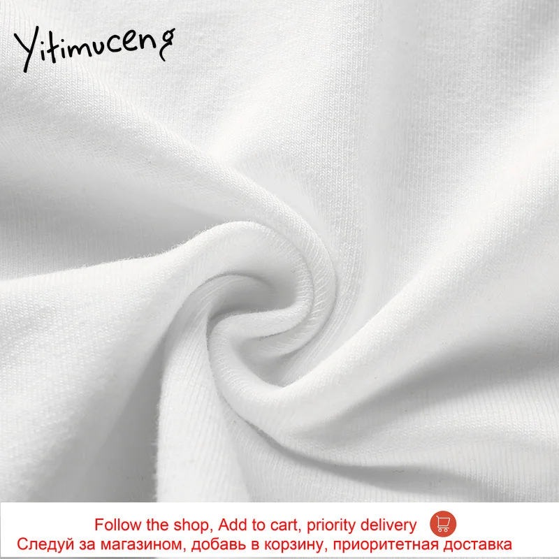 

Yitimuceng Sexy Tshirts Woman Turn-down Collar Zipper Letter Appliques White Short Sleeve Top 2021 Summer New Fashion Streetwear