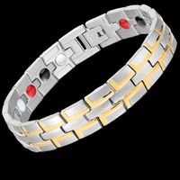 drop shipping health germanium magnetic bracelets bangles 316l stainless steel charm bio energy bracelet for men jewelry