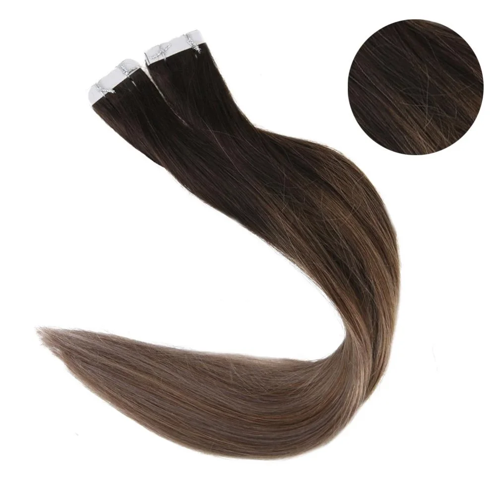 Полный блеск Balayage цвет омбер человеческие волосы на ленте для наращивания 20 шт 50 г блонд коричневый лента для наращивания машина сделано remy - Цвет: 2 6 18