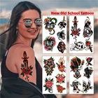 Водостойкие Стикеры, новые наклейки со старым школьным цветом, Орел, леопард, Бабочка, тату, цветок на руку, наклейки для макияжа тела