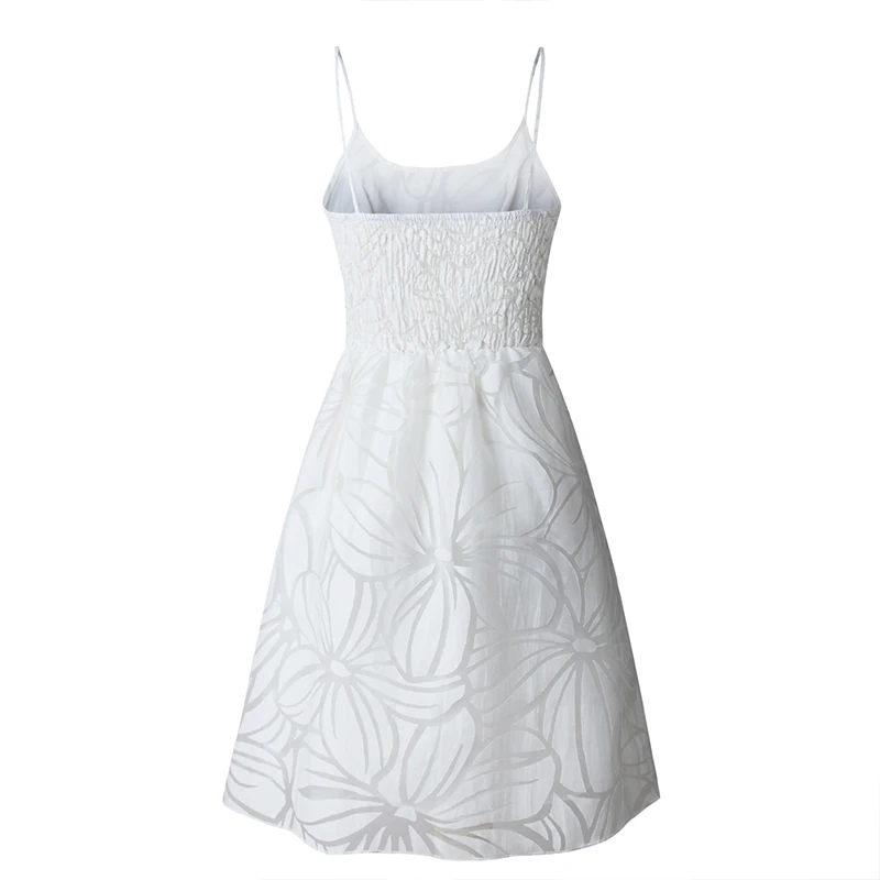 

2020 Casual Suspenders Sleeveless Backless Ruffles White Dresses Summer Dress Women Cutout Sexy Mini Dress