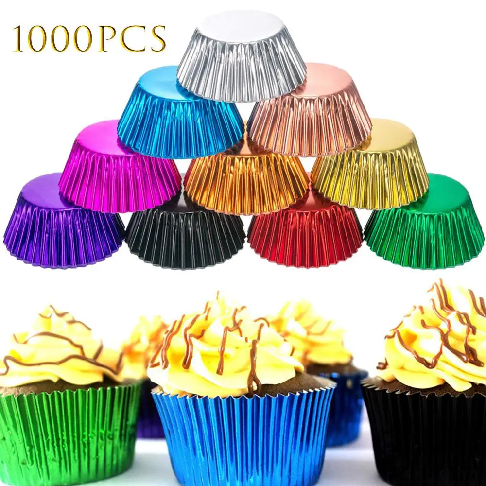 

1000pcs/pack 10 Colors Standard Paper Baking Cups Foil Cupcake Liners Muffin Case Decoration Cups Cupcake Holder For Parties