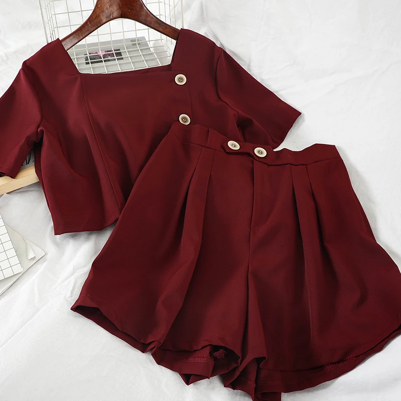 2019 Новая модная женская одежда рубашка + шорты костюм из двух предметов Женский