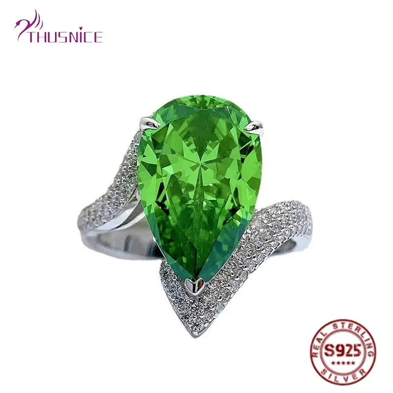 

Hot Sale 100% 925 Sterling Silver Emerald Ring High Carbon Diamond Bridal Rings Sparkling Wedding Party Silver Jewelry Gifts