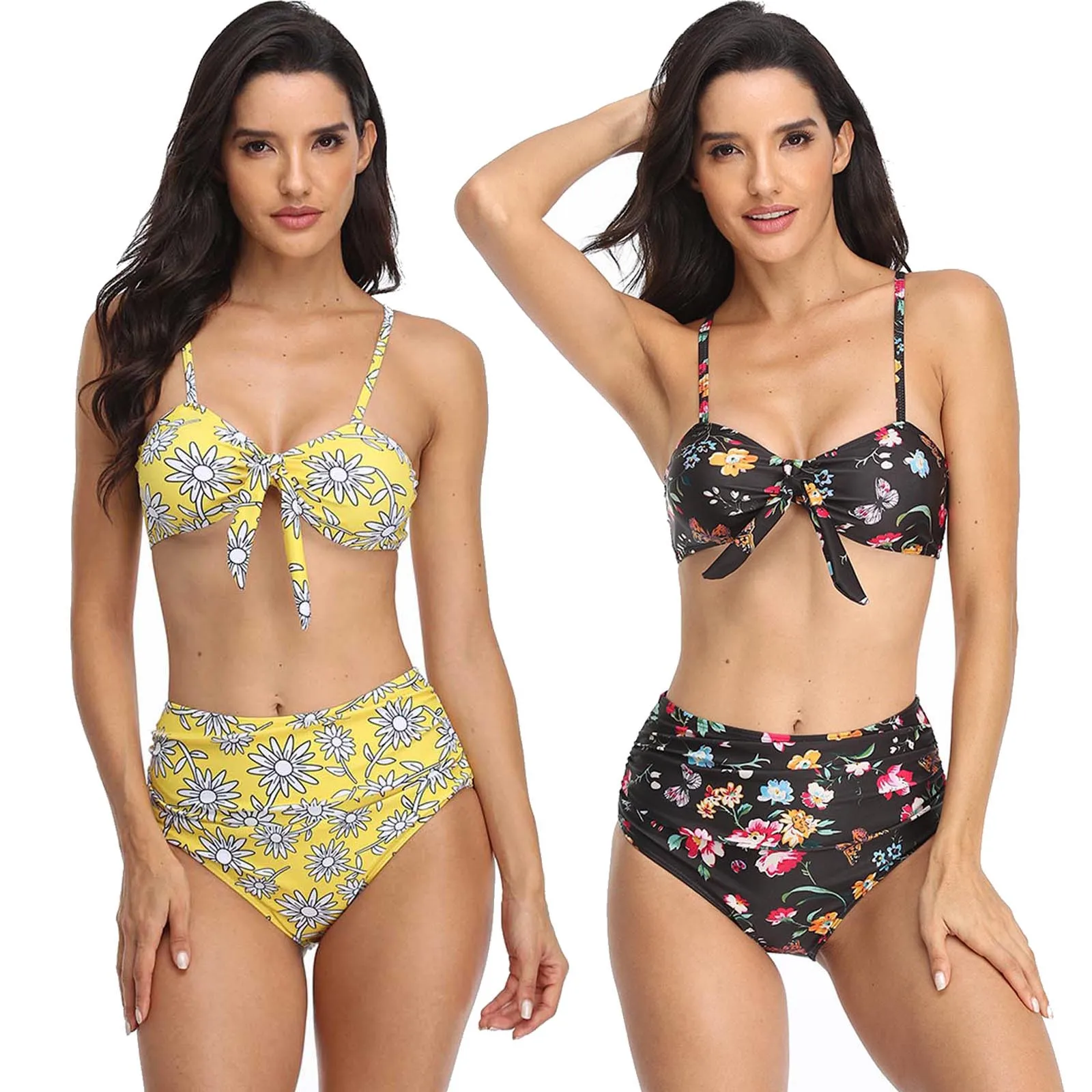 

Swimsuit Women Sexy Solid Split Body Bikini Set Concise Swimwear Beach Bathing Suit Two-piece Traje De Bao Sexy Para Mujer