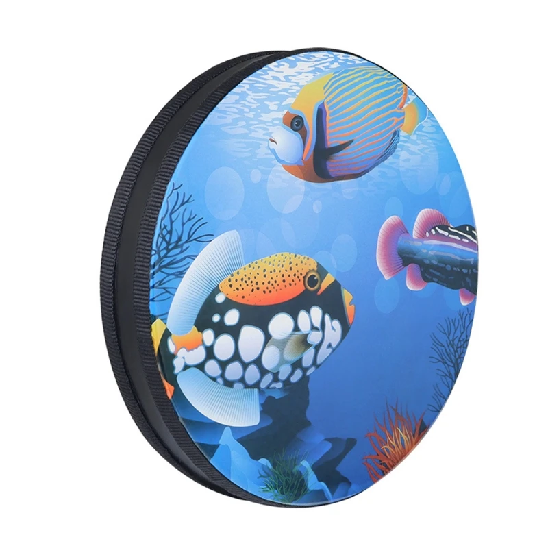 

10 Inch Ocean Drum Wooden Handheld Sea Wave Drum Percussion Instrument Gentle Sea Sound Musical Toy Gift for Kids Dropship
