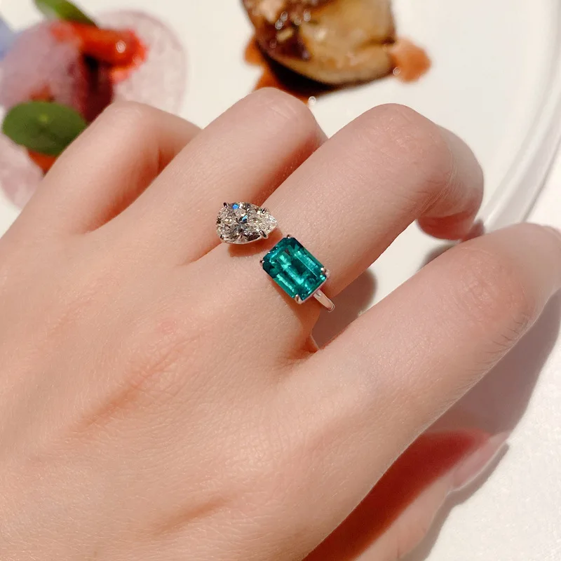 

Очаровательные изумрудно-Dimaond обручальное кольцо 925 стерлингового серебра обручальные кольца для женщин, свадебные украшения, подарок