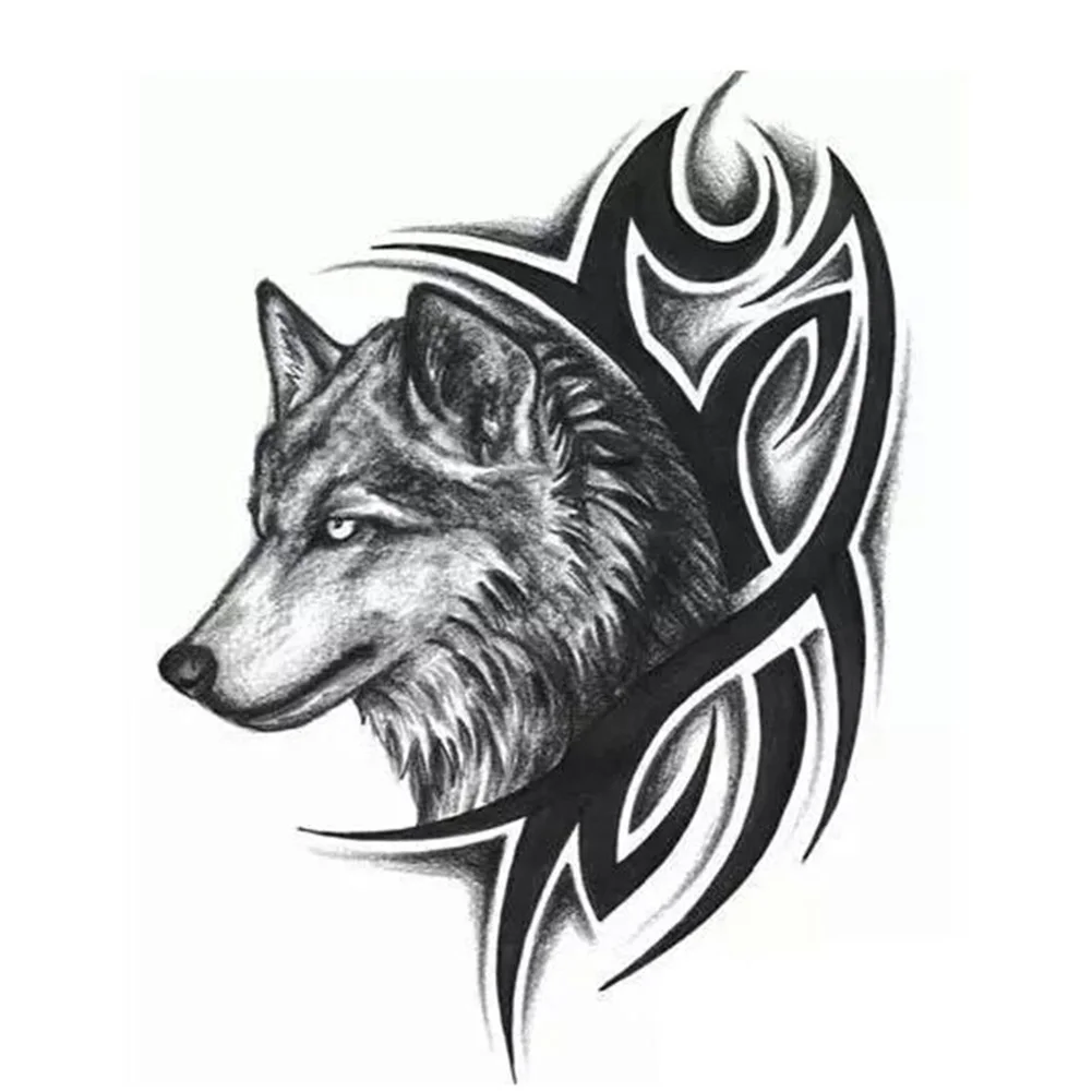 

Водостойкая Временная тату-наклейка с волком, Мужская тату-Наклейка на тело, руку, ногу, переводная тату-наклейка «сделай сам»