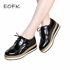 Женские Кожаные Туфли-броги EOFK, винтажные туфли на плоской платформе, обувь для осени и весны