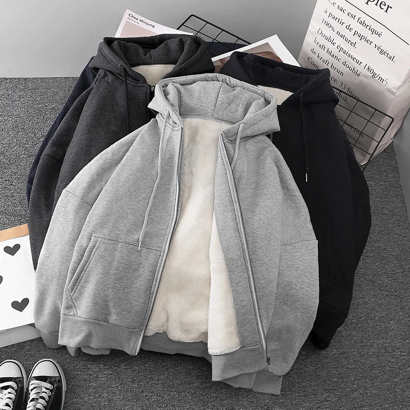 

Cardigan Sweater Women's Hooded Winter Clothing Student plus Size Women's Clothing Loose Velvet Thickened Lambswool Warm Coat