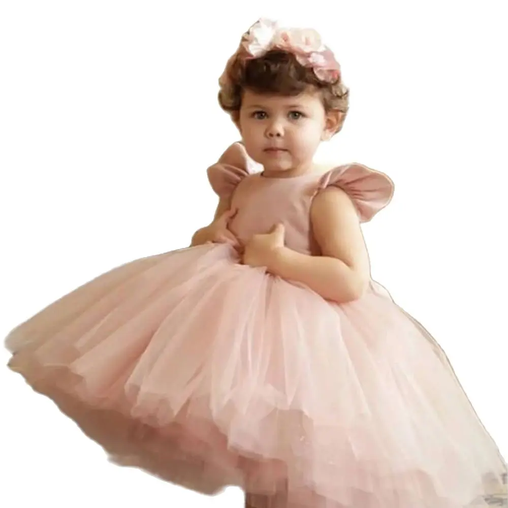 

Садовое Пышное Платье с цветочным принтом для девочек, детское свадебное платье с бантом, бальное платье с открытой спиной и рукавами-крылы...