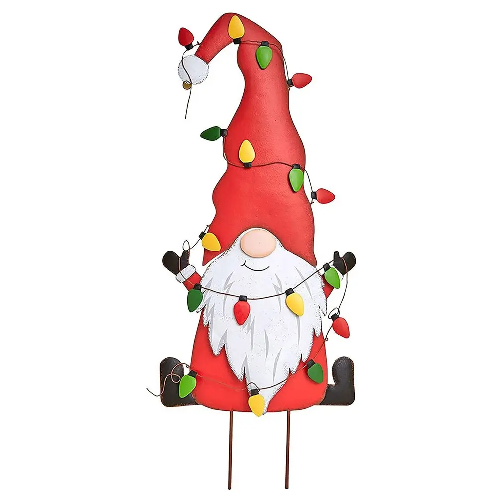 

Рождественская Подставка под гнома, украшения на колышки для сада, газона, патио, декор для уличной колышки, комнатный Настенный декор, мета...