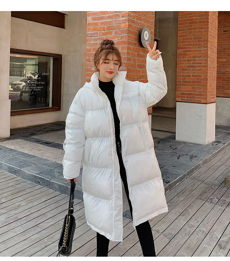 Женская зимняя белая пуховая хлопковая куртка новая модная глянцевая черная