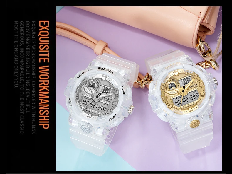 Relogio Masculino 2021 New SMAEL Watch 1642 Fashion White Women's Watches Dual Display Quartz Wristwatches Ladies Reloj Hombre | Наручные