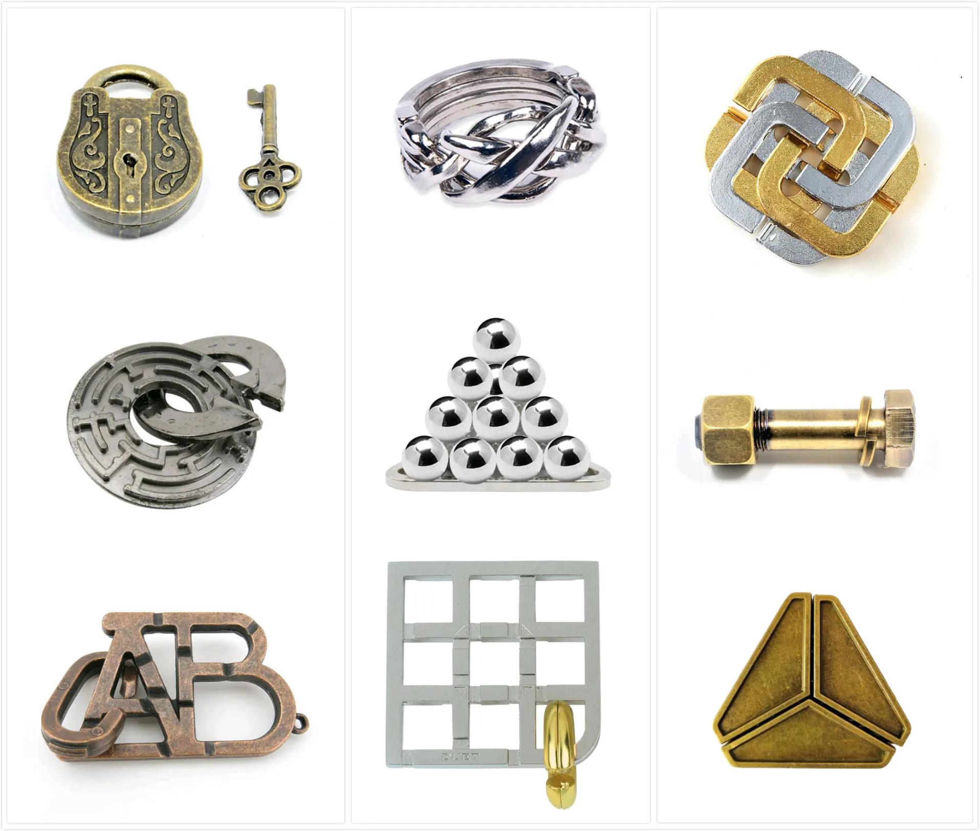 

AB замок классический металлический IQ тизер литые Пазлы игра мозговые игрушки для повышения IQ для взрослых детей обучающие игрушки