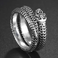 vintage retro punk snake ring for men women exaggerated antique siver color fashion cool stereoscopic opening adjustable rings