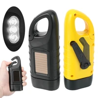 3 color solar power led flashlight hand crank dynamo portable torch lantern tent light for outdoor camping mountaineering