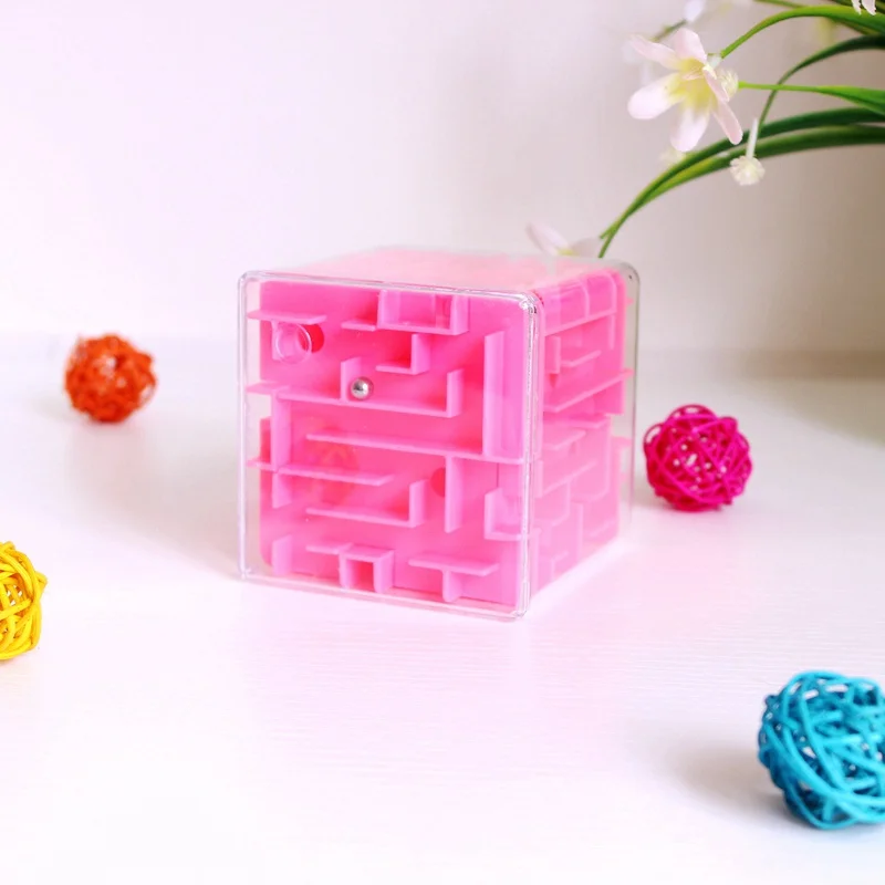 Cubo m&aacute;gico de laberinto 3D transparente para ni&ntilde;os, rompecabezas de seis lados, Cubo de velocidad, juego de bolas rodantes, Cubos, laberinto, juguetes educativos-0