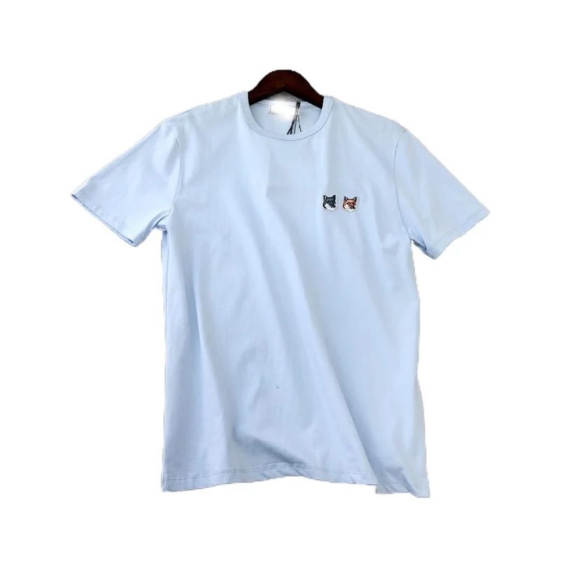 

2021 Double Fox Head Y2k Summer Fashion Classic Embroidered Women's Pure Cotton T-shirt Top Casual All-match Short Sleeve Top