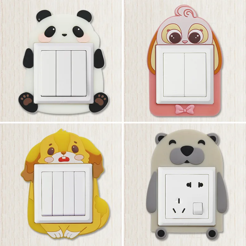 

2021 creative bedroom wall lamp socket cover decoration modern cartoon luminous switch sticker wall sticker protective cover