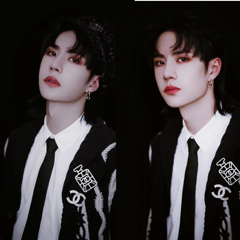 Wang Yibo с сережками чистая красная живое ухо проколотое Ухо зажим для мужчин и