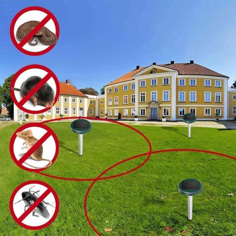 

2 PCS Repellent Taupe Solar Animal Repeller Ultrasonic Repellent Snake Waterproof Anti Mole Repel Mole Rats Mouse Snake
