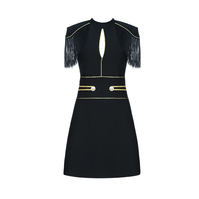 

Sexy Bodycon Bandage Women Dress Tassel 2020 New Summer Black Party Club Elegant Celebrity Ladies Clothes