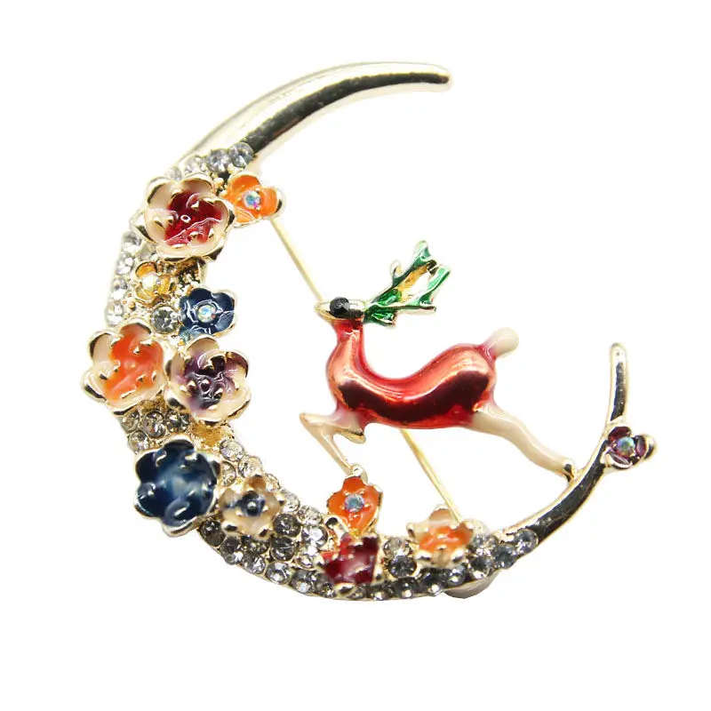 Новый Лидер продаж палевый пятнистого брошь олень цвет масла капли эмаль луна