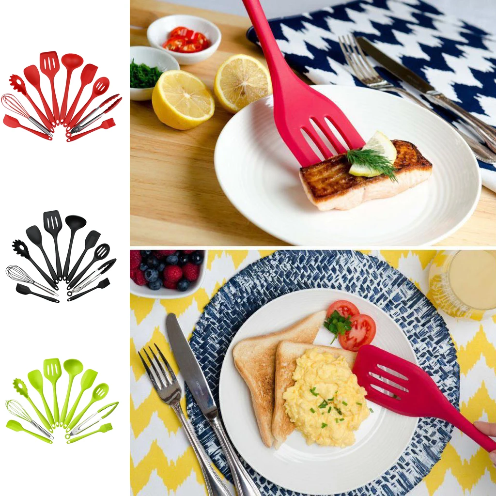 

10 pieces Kitchen Utensil Set Silicone Spoon Baking Cooking Baking Tools