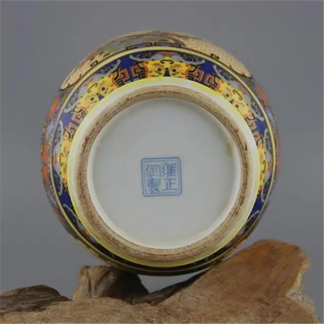 Эмалированная цветная Цветочная птица с узором династии Цин Золотая ваза