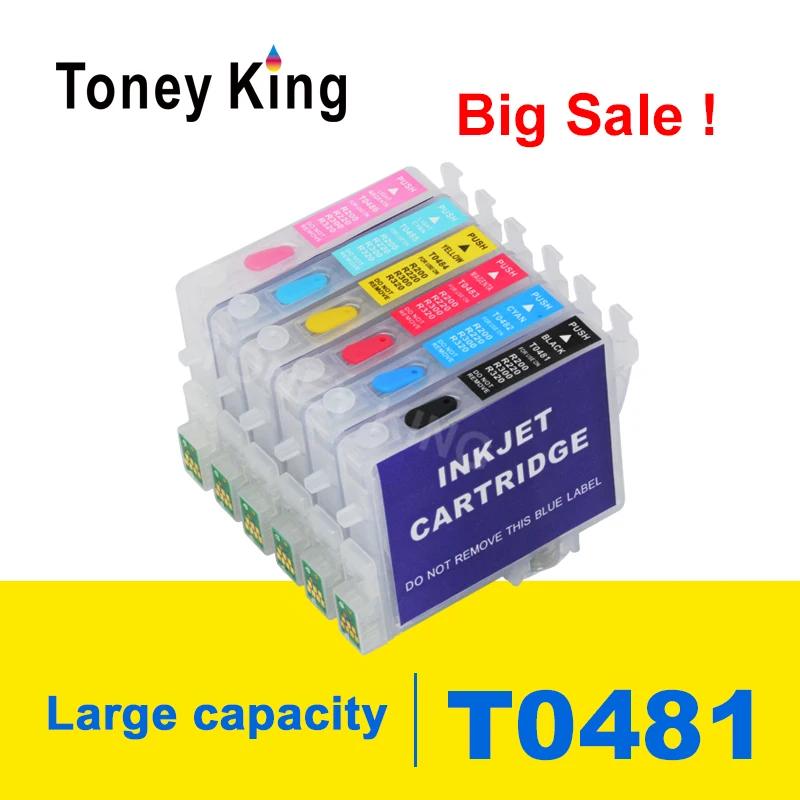 Чернильный картридж Toney King T0481 T0482 T0483 T0484 T0486 для принтеров Epson Stylus Photo R200