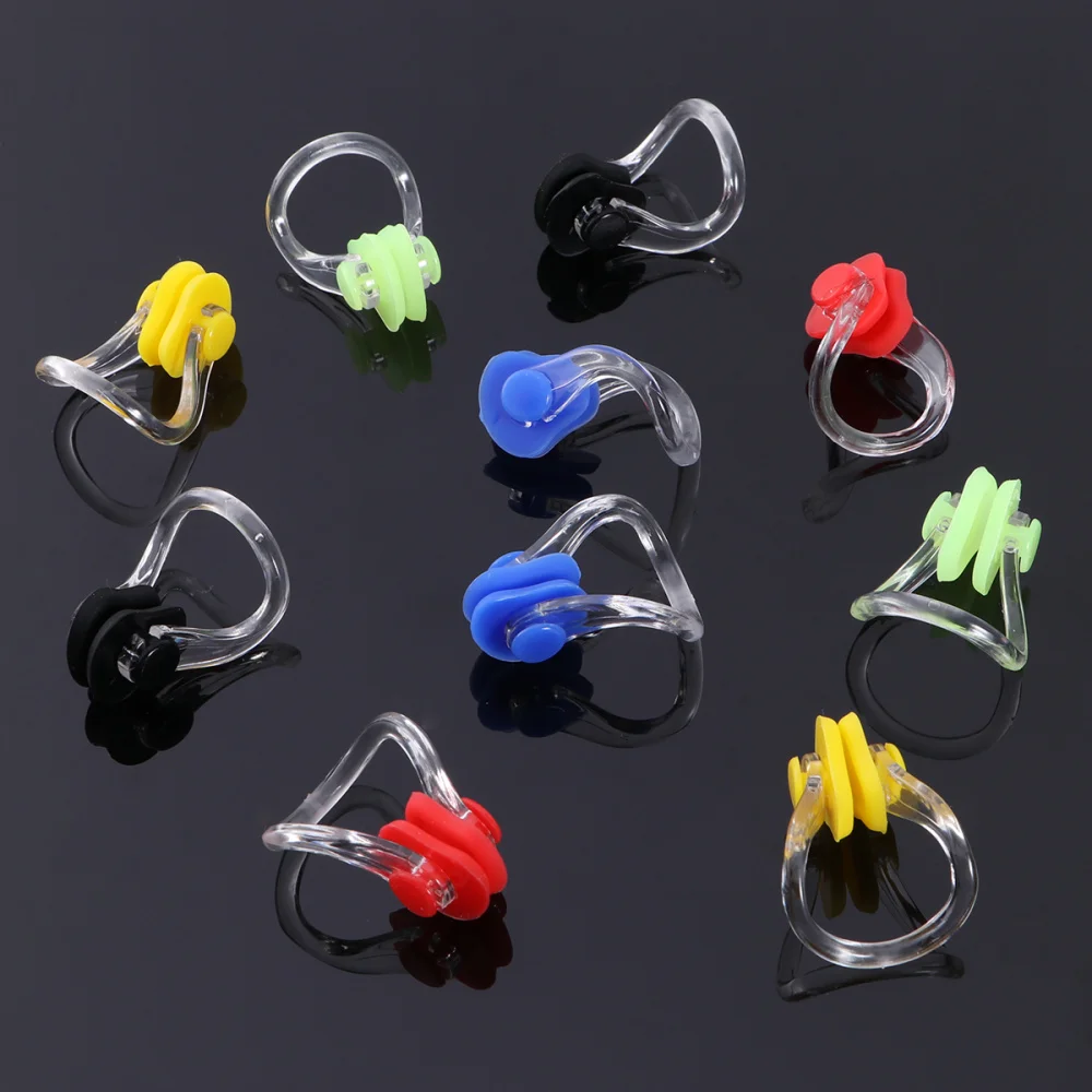 

5Pcs Nose Clips Anti-slip Portable Practical Waterproof Swimming Silicone Nose Clips (Black Red Blue Green and Yellow)