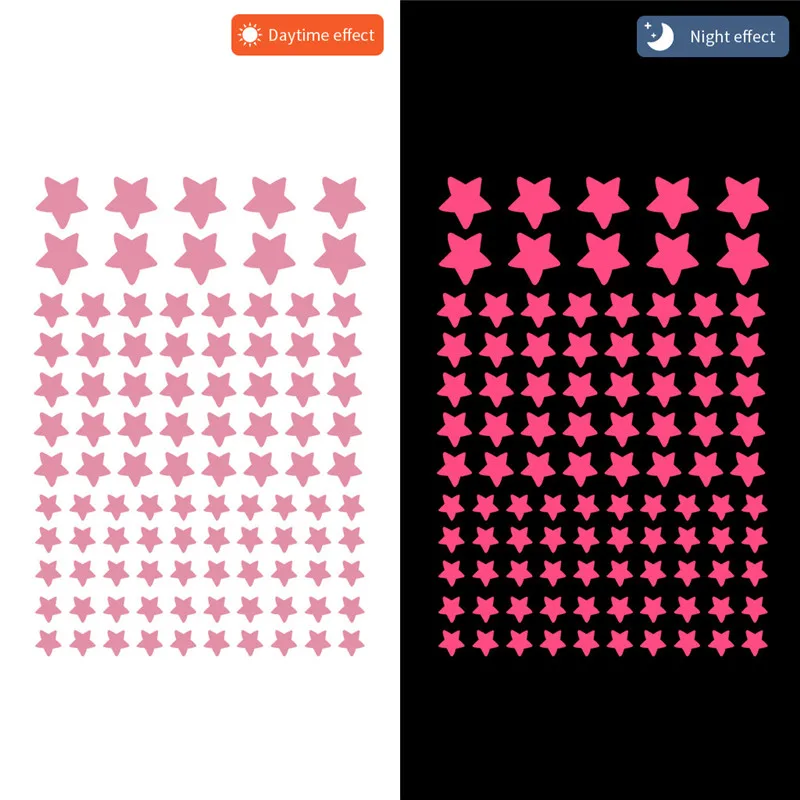 100pcs Glow In The Dark Stars Wall Sticker For Kids Room Ceiling Decor Pink Luminous Fluorescent Decal estrellas luminosas | Дом и сад