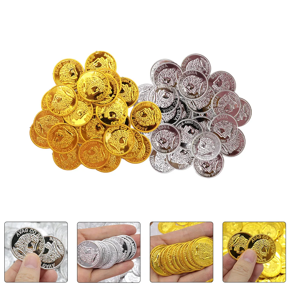 

1 Набор 200 шт. пластиковых монет, забавные пиратские монеты, детские игровые аксессуары (разные цвета)