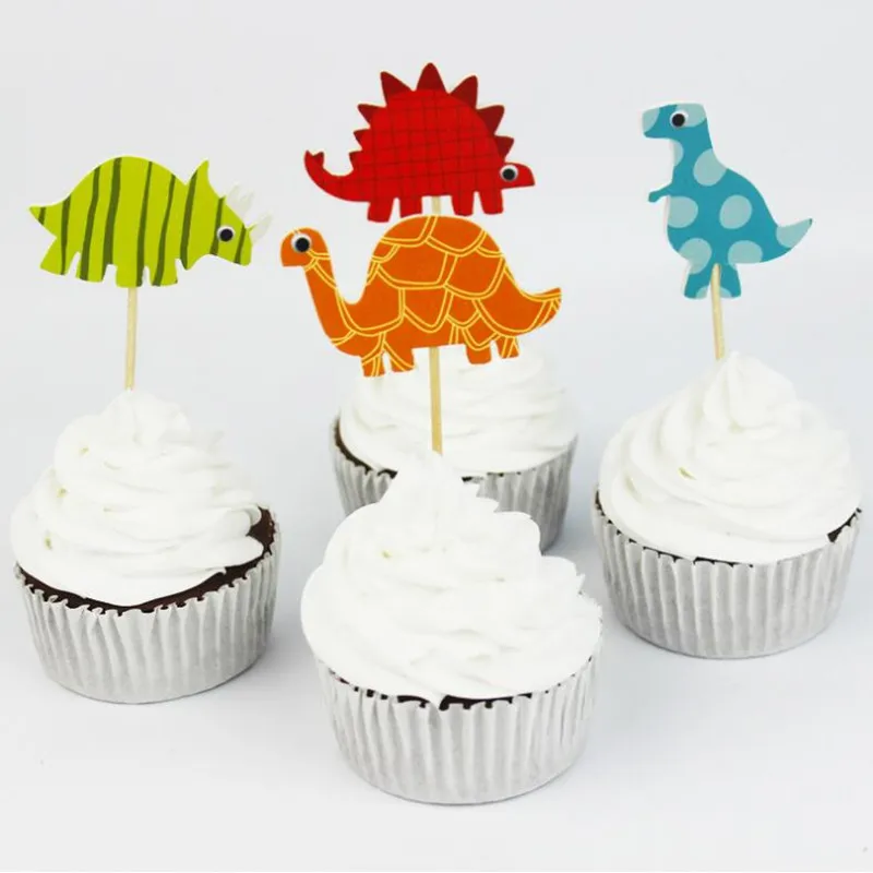 

2022 New 24pcs/set Dinosaur Cake Toppers Dessert Table Decor Accessories Baking Cake Decoration Birthday Party Supplies