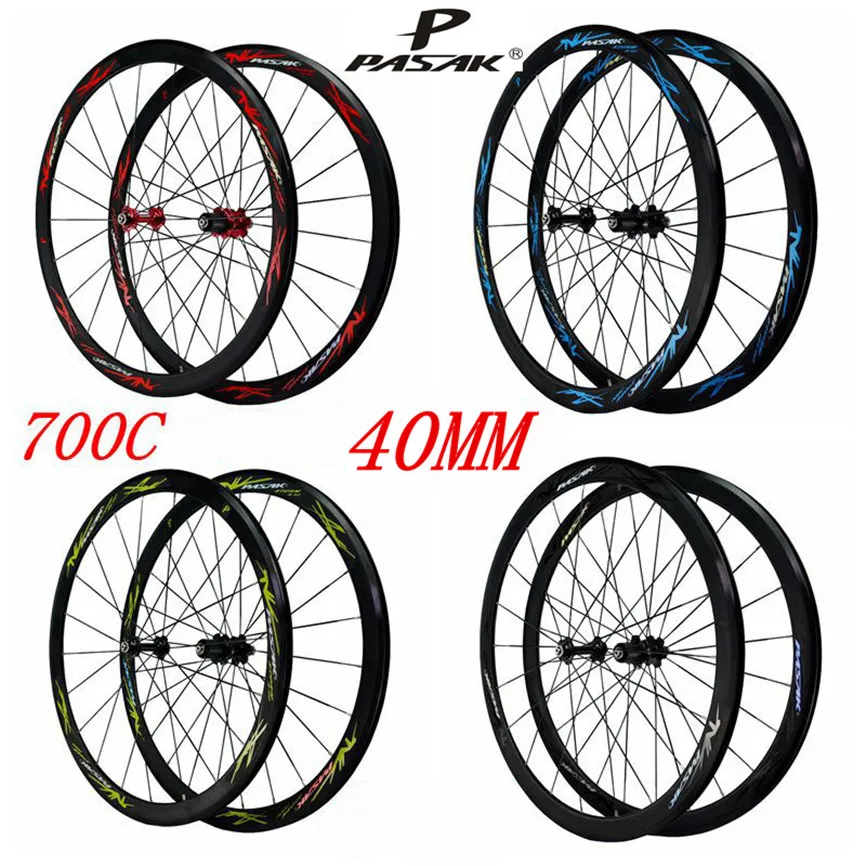 Verkauf PASAK Rennrad 700C Laufradsatz Abgedichtete Lager 40MM Felge Flache Speichen C V Bremse 11 12 Geschwindigkeit Ultraleicht Fahrrad Rad