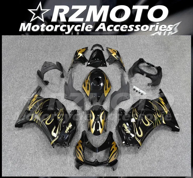 

New ABS Fairings kits Fit for KAWASAKI Ninja 250 2008 2009 2010 2011 2012 2013 2014 ZX 250R EX250 08-14 +Tank cover Golden flame