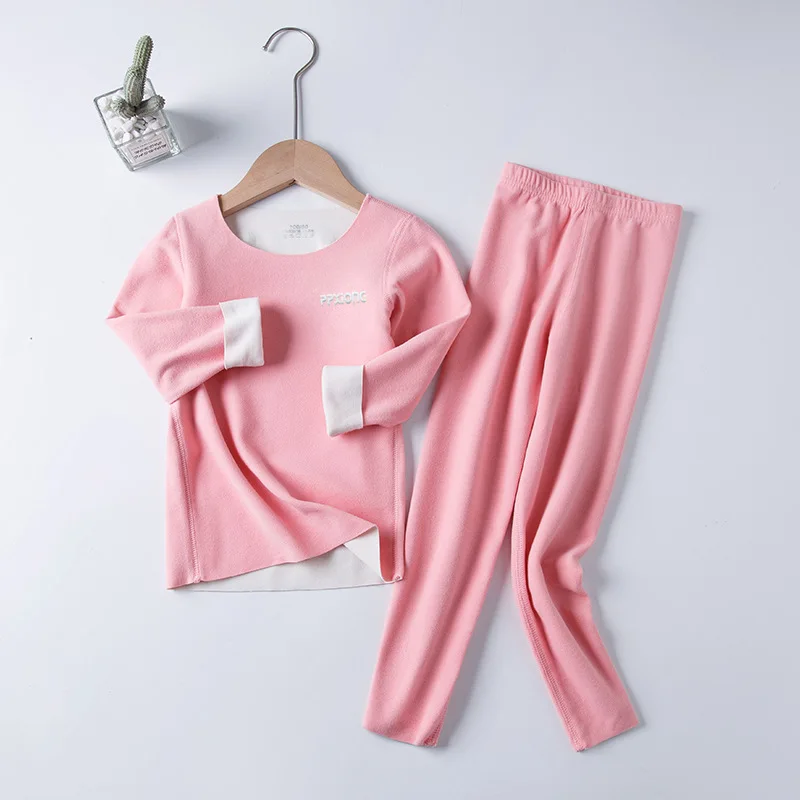 3-8 years old new seamless children's thermal underwear set for boys and girls AB face double-sided autumn clothes long trousers