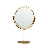 standing portable metal makeup mirror round shape desktop vanity mirrorgold