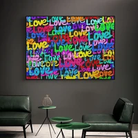 pop street graffiti art love heart oil painting on canvas wall art posters prints wall pictures for living room home cuadros