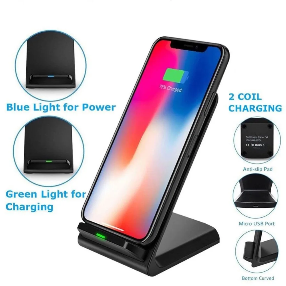 10w wireless charger for iphone 12 12pro max x xr xs max 11 11pro 8 7 charging stand for samsung galaxy series wireless charger free global shipping