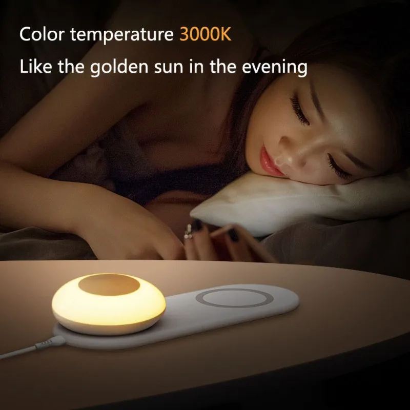 

Smart Phone Wireless Charging Touch Dimming Small Night Light Magnetic Absorption Hook type Warm LED Lamp