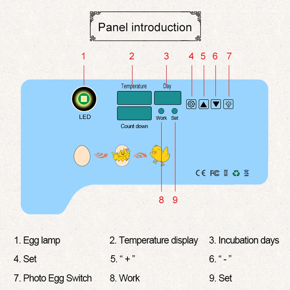 

Incubator Full Automatic Egg-Turner 12 Eggs Brooder with LED Testing Function Household Eggs Incubator for Chicken Duck and Bird