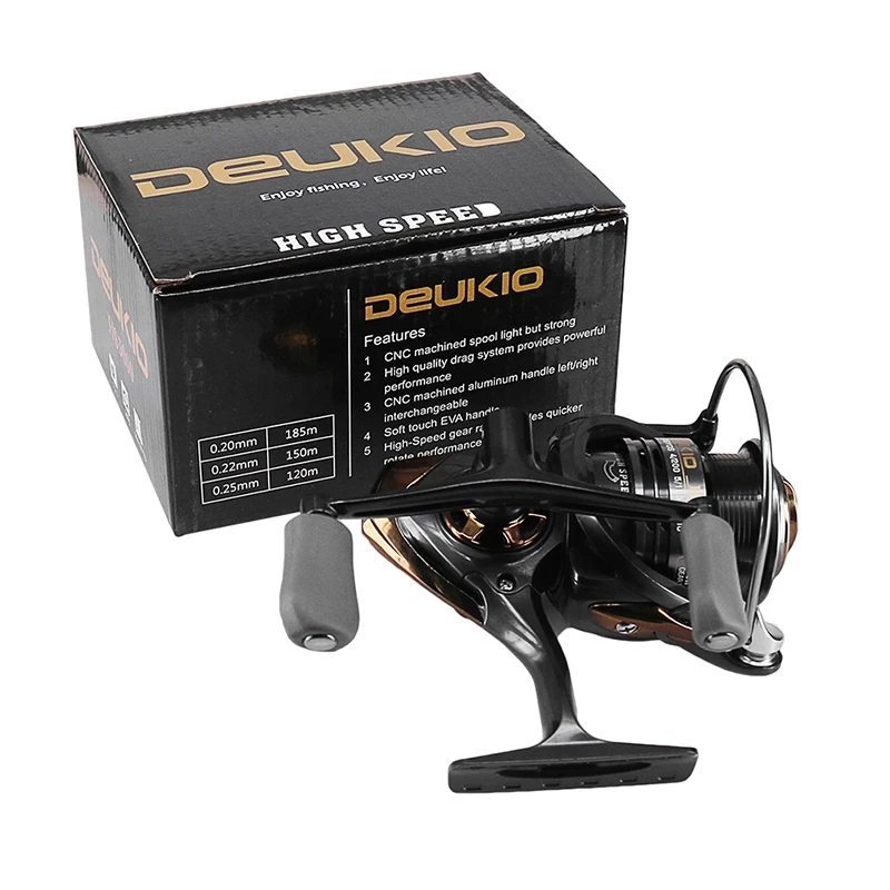 

DEUKIO Spinning Reel 7.1:1 HS2000 HS3000 HS5000 Max Drag Power Handle Line Spool Surfcasting Multiplier Coil Saltwater Fishing