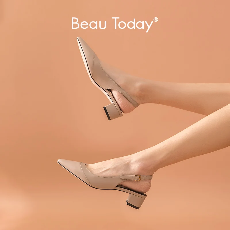 BeauToday/женские босоножки из натуральной овчины с ремешком и пряжкой заостренный