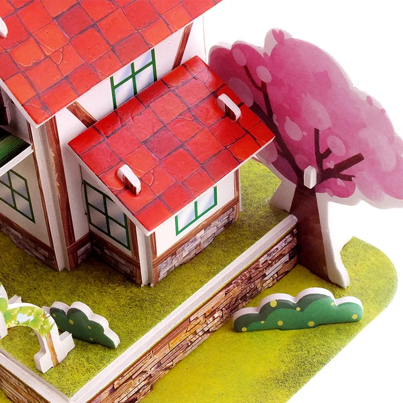DIY 3D пазлы Обучающие игрушки вручную вставляют строительные блоки серия вилла
