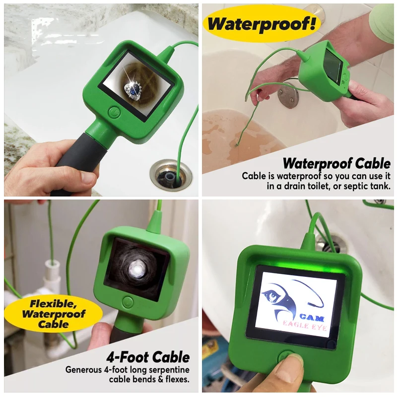 

Endoscope Camera 2.4 Inch Color LCD Screen Mini Inspection Camera with 1.2M Waterproof Flexible Cable Borescope LED Light