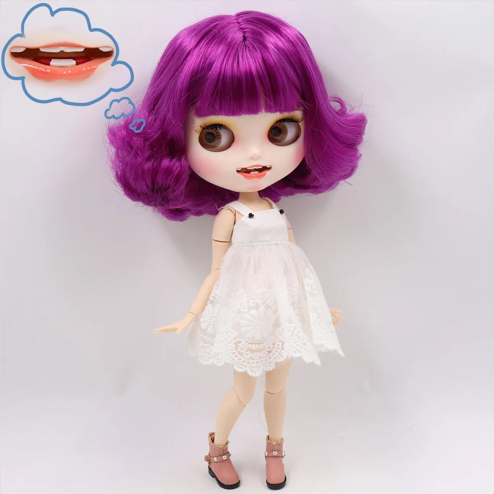 Кукла Blyth No.BL732 ICY DBS фиолетовые волосы резные губы открытый рот матовое