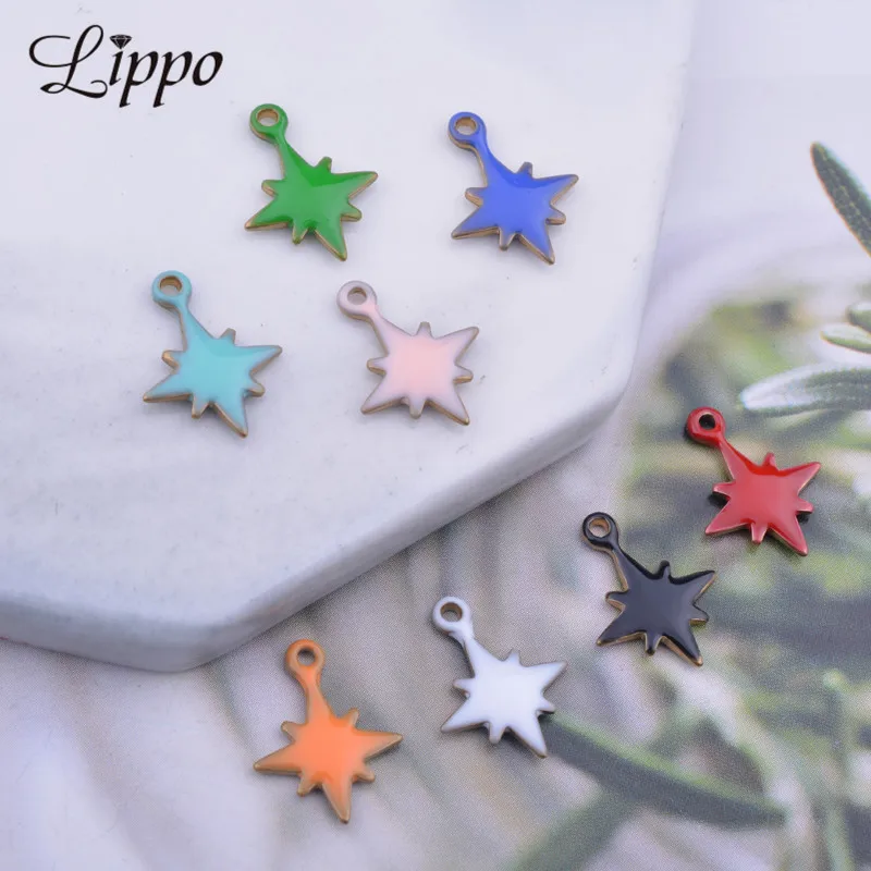 

30pcs 10*13mm Copper Both Faced Star Charms Enamel Small Stars For Earring Necklace Pendant